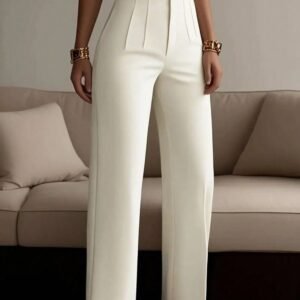 Ivory Executive Wide-Leg Trousers